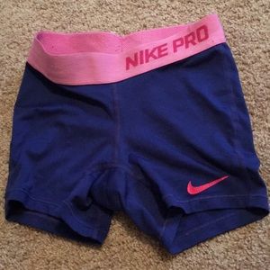 Blue And Pink Nike Pros, Youth Small